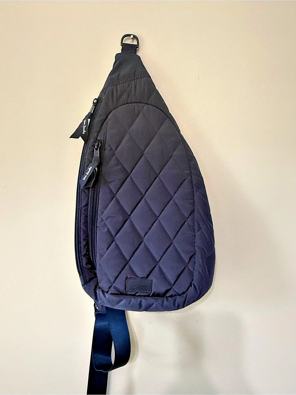 Vera Bradley Quilted Sling Backpack Navy Blue with Floral lining